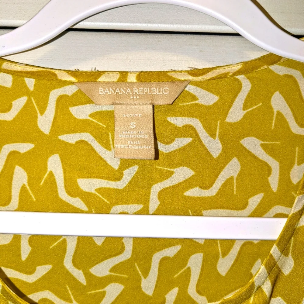 Banana Republic Long Sleeve Top Blouse Green Two Pockets Boho Retro Women's Sm - Picture 5 of 7